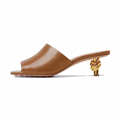 (W) Bottega Veneta KNOT 'Brown Leather Open-Toe Slides'