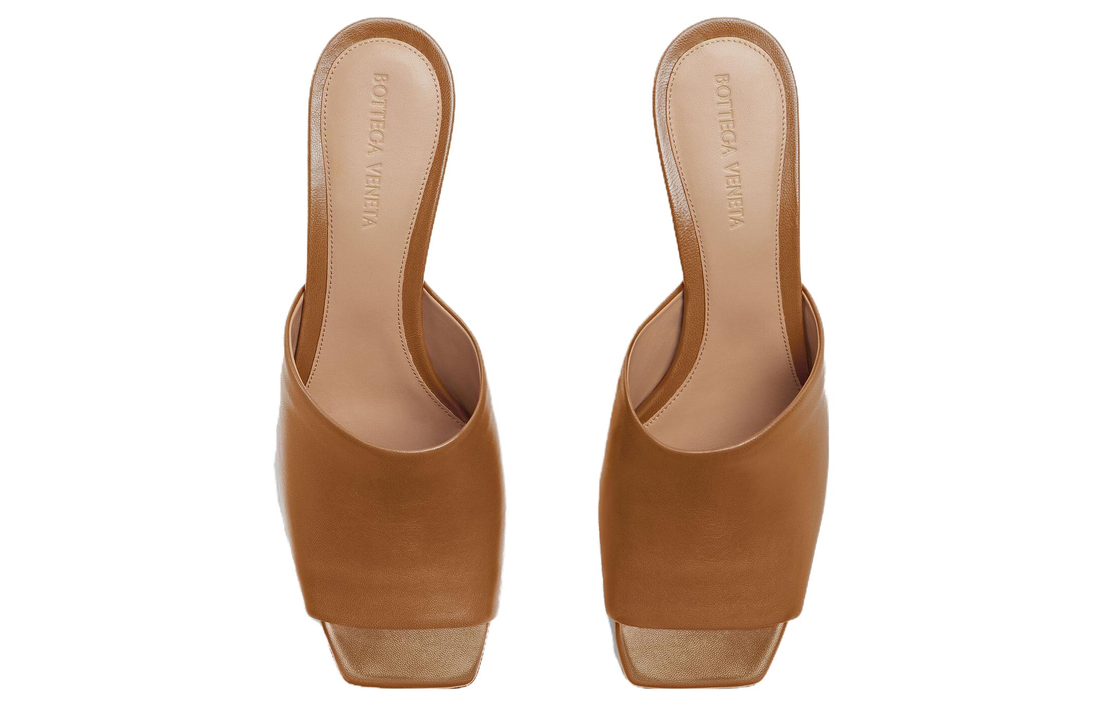 (W) Bottega Veneta KNOT 'Brown Leather Open-Toe Slides' 圖 3