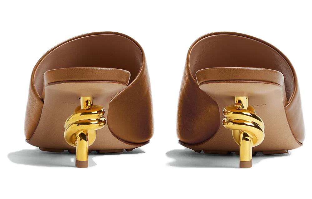 (W) Bottega Veneta KNOT 'Brown Leather Open-Toe Slides' 圖 4