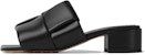 (W) Bottega Veneta Selipar Kulit Anak Biri-Biri 'Black Comfort' 763859VBSD01000