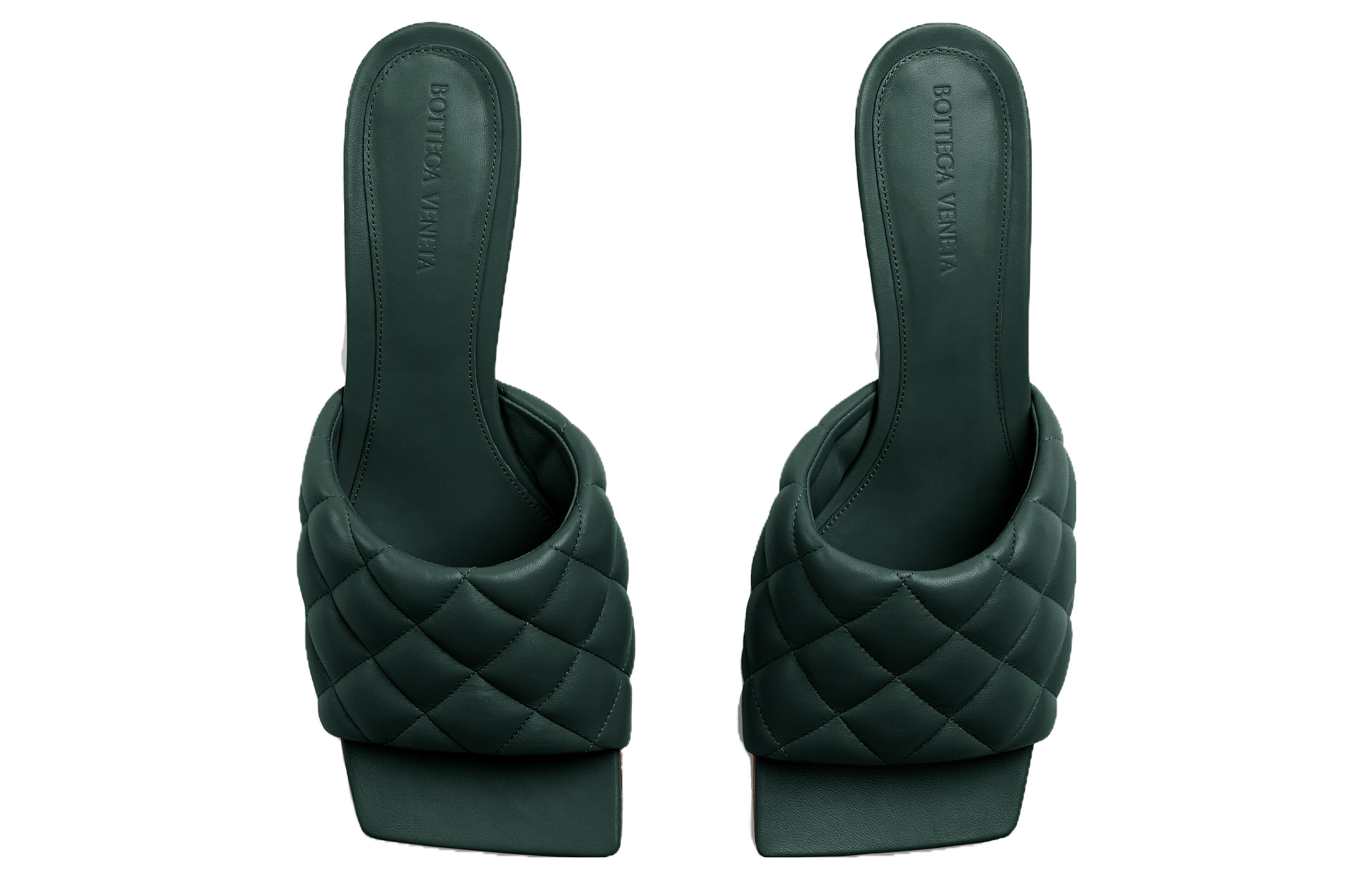 Lookbook (W) Bottega Veneta Tumit Selipar Kulit Kambing 'Pine Green' 729764VBRR03125