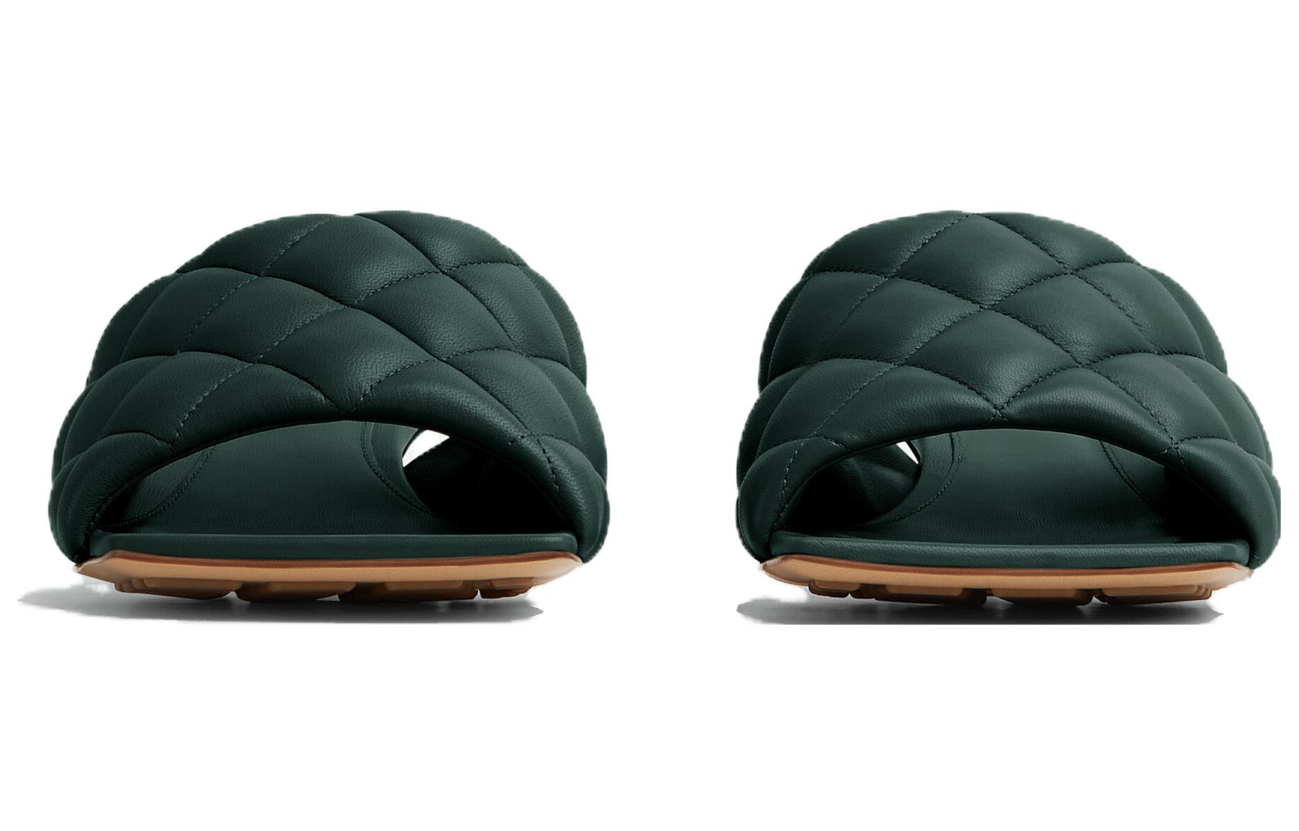 Lookbook (W) Bottega Veneta Lamsleren Slide Hakken ''Pine Green'' 729764VBRR03125