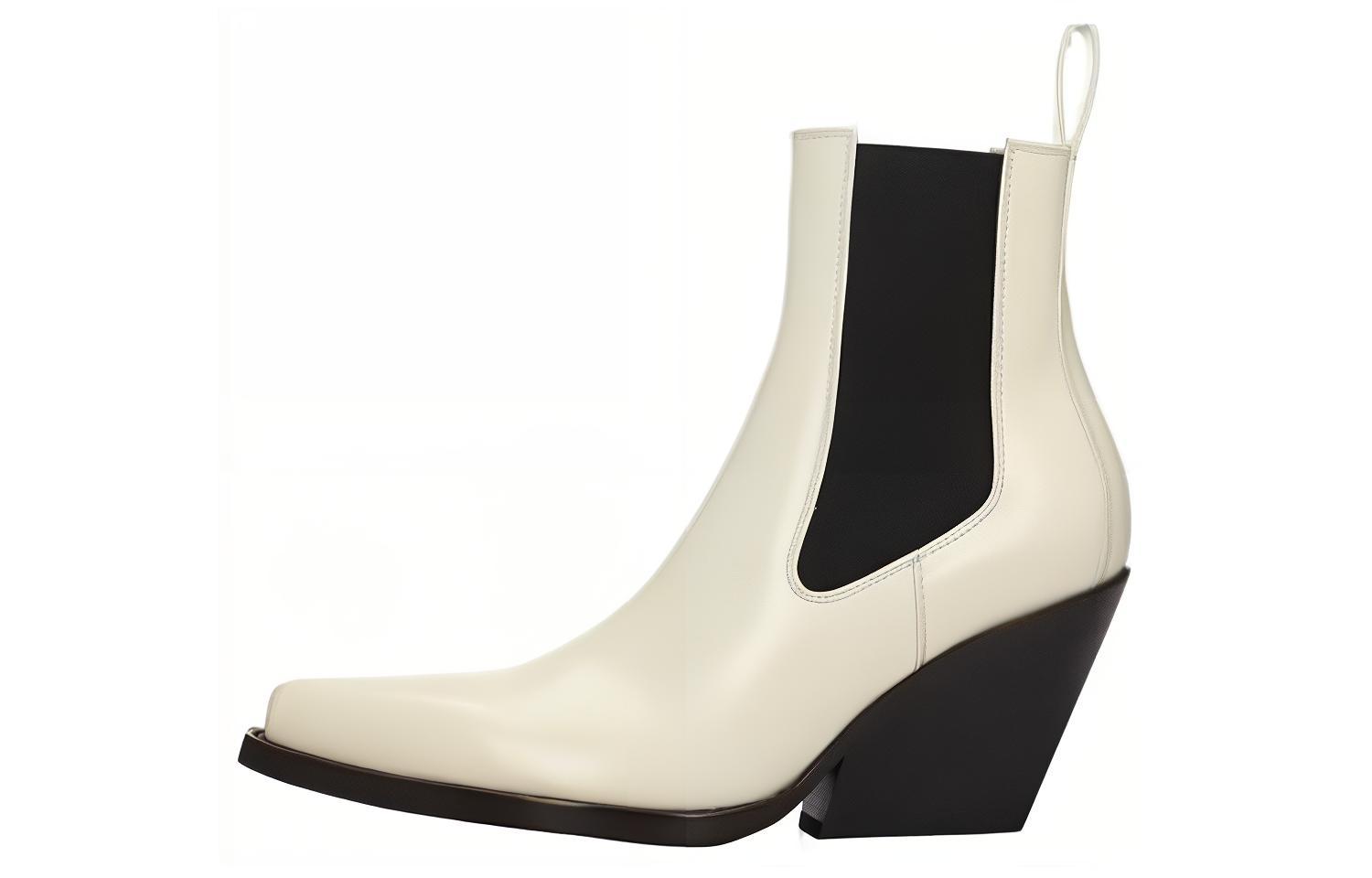 (W) Bottega Veneta Leather Ankle Boot 'Simple Fashion Slip-On White'