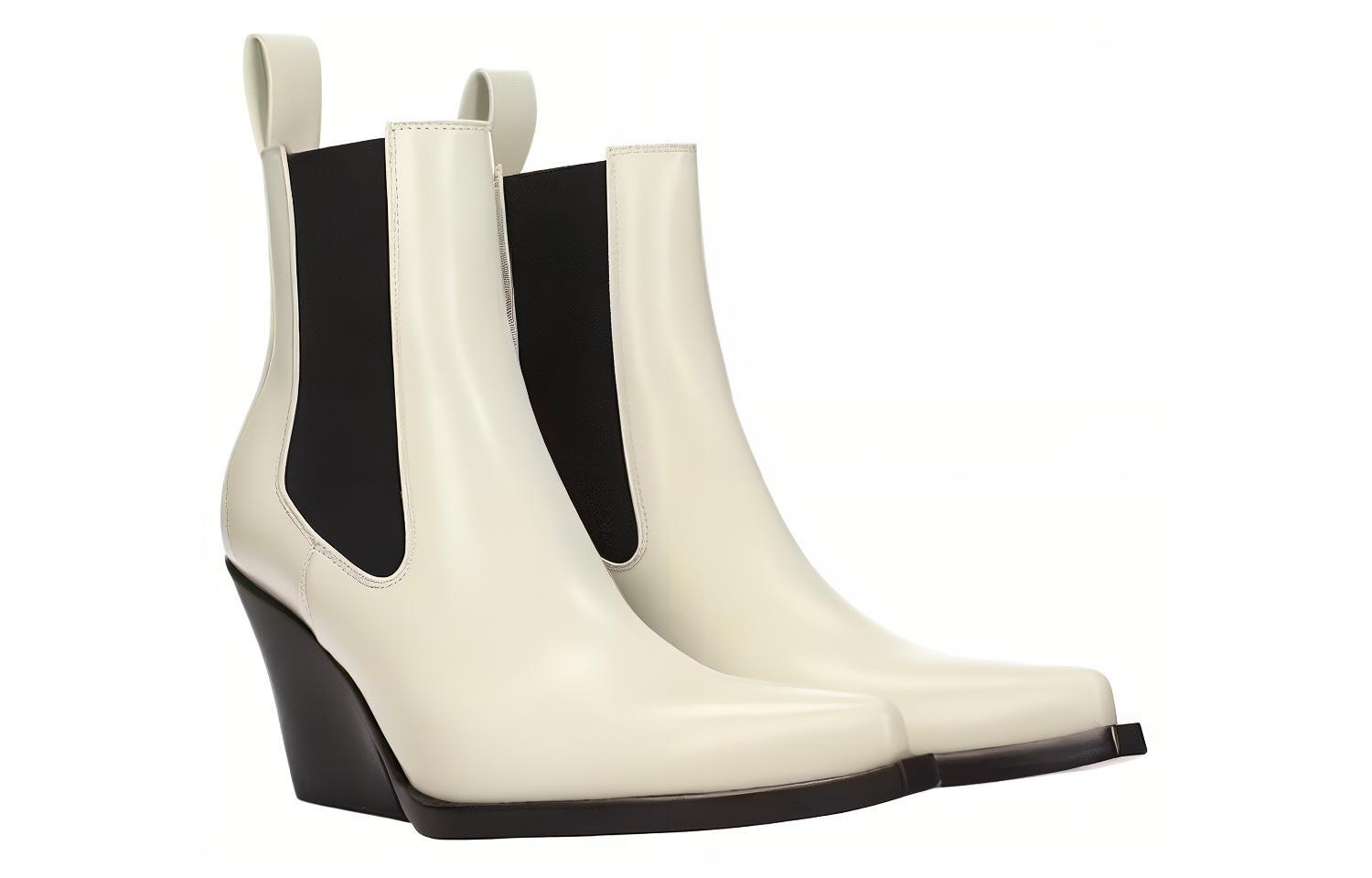 (W) Bottega Veneta Leather Ankle Boot 'Simple Fashion Slip-On White' 圖 3