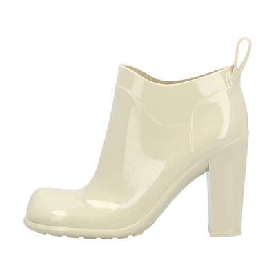 (W) Bottega Veneta Leather Ankle Boot 'White 9cm Chunky Heel'