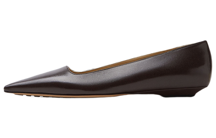 (W) Bottega Veneta Leather Ballet Flat Brown