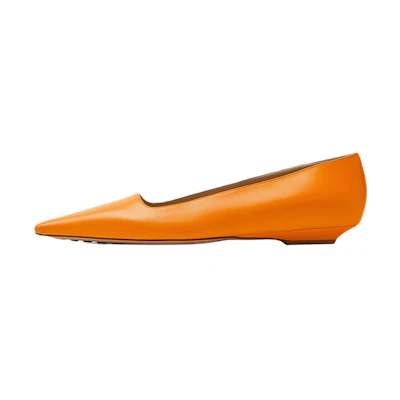 (W) Bottega Veneta Leather Ballet Flat Orange