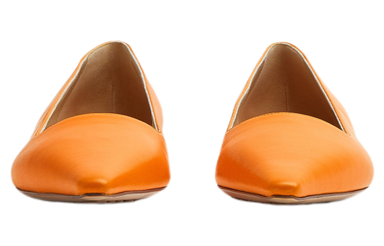 Order (Women) Bottega Veneta Leather Ballet Flat Orange 690008V1TR07593