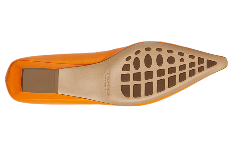 Shop (Women) Bottega Veneta Leather Ballet Flat Orange 690008V1TR07593