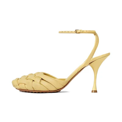 (W) Bottega Veneta Leather Buckle Round-Toe Stiletto 'Yellow'