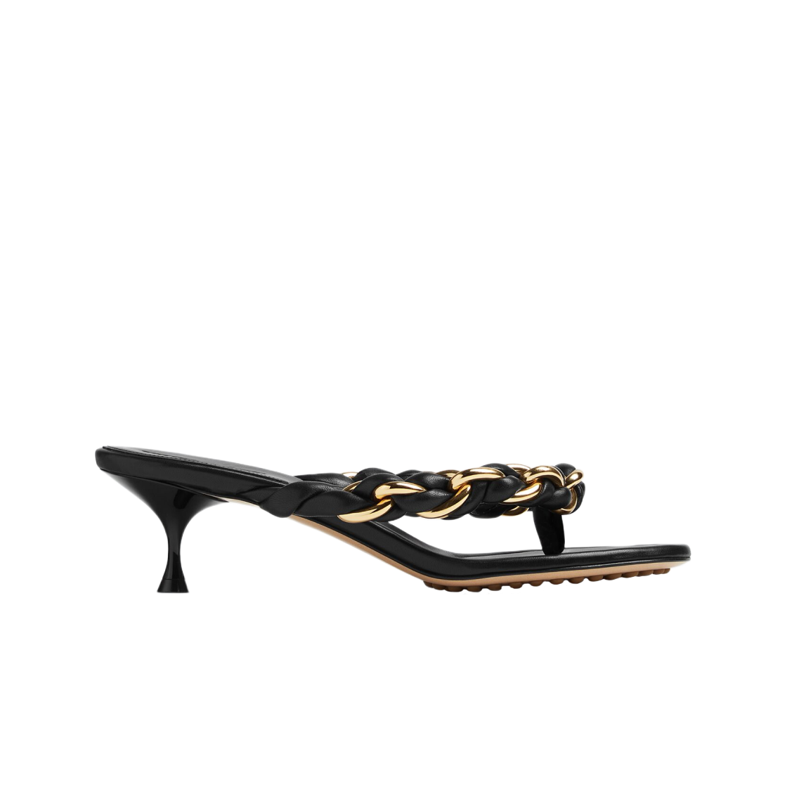 (Women) Bottega Veneta Leather Chain Woven Slide 'Black' 659002V0V501000