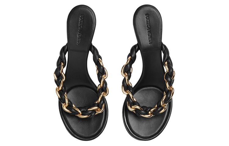 Lookbook (Women) Bottega Veneta Leather Chain Woven Slide 'Black' 659002V0V501000