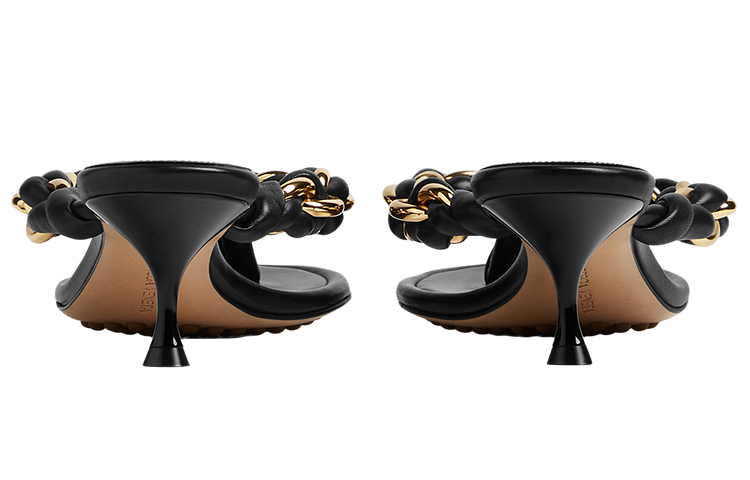 Shop (Women) Bottega Veneta Leather Chain Woven Slide 'Black' 659002V0V501000