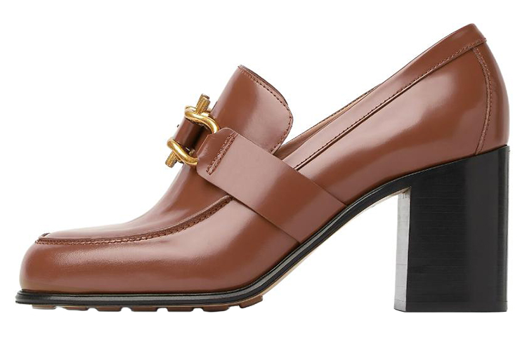 (Women) Bottega Veneta Leather Chunky-Heel Pumps 'Brown' 754301V2JB02460