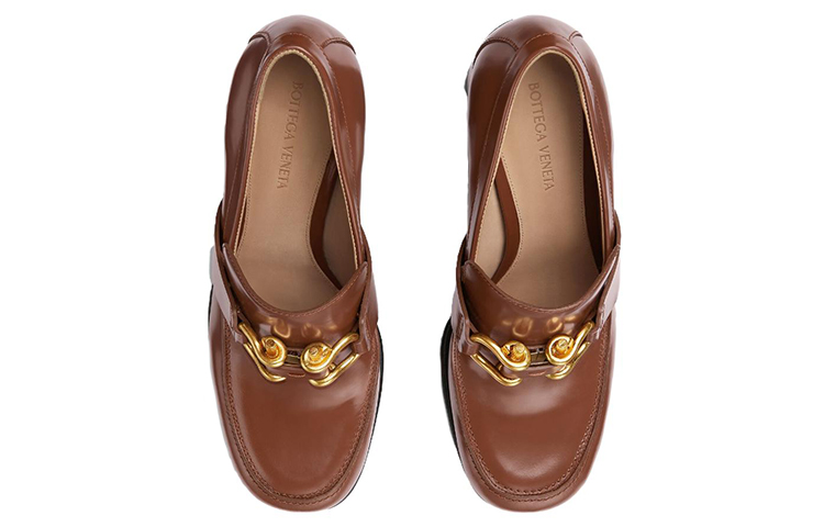 (W) Bottega Veneta Leather Chunky-Heel Pumps 'Brown' 圖 2