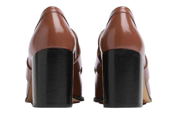 (W) Bottega Veneta Leather Chunky-Heel Pumps 'Brown' 圖 4