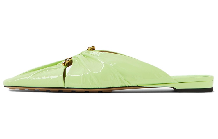 Buy (W) 보테가베네타 가죽 플랫 뮬 (그린) 753665V3H503420