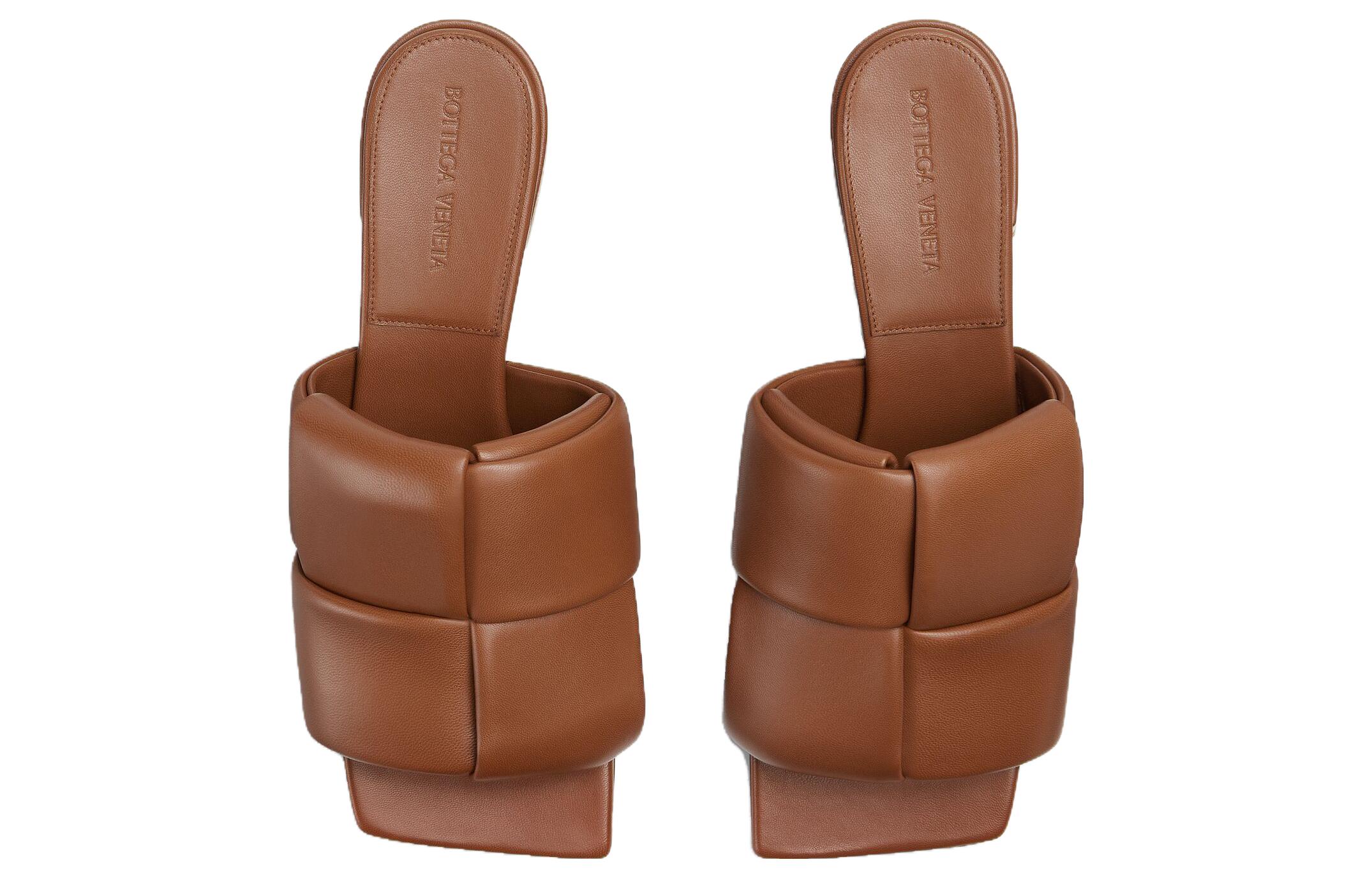 Lookbook (W) Bottega Veneta Kulit Open-Toe 'Cokelat Nyaman Multifungsi' 763859VBSD07665