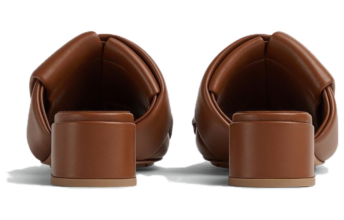 Shop (W) Bottega Veneta Kulit Open-Toe 'Cokelat Nyaman Multifungsi' 763859VBSD07665