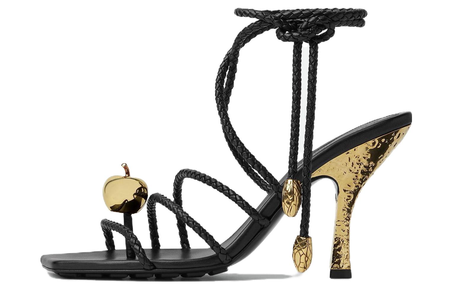 (Women) Bottega Veneta Leather Open-Toe Flat Sandal 'Black' 763795VBSDE1000