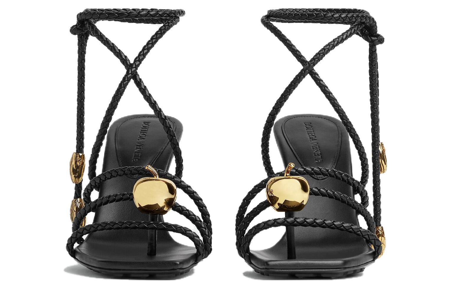 Order (W) Bottega Veneta Sandalia Plana de Cuero Punta Abierta 'Negra' 763795VBSDE1000