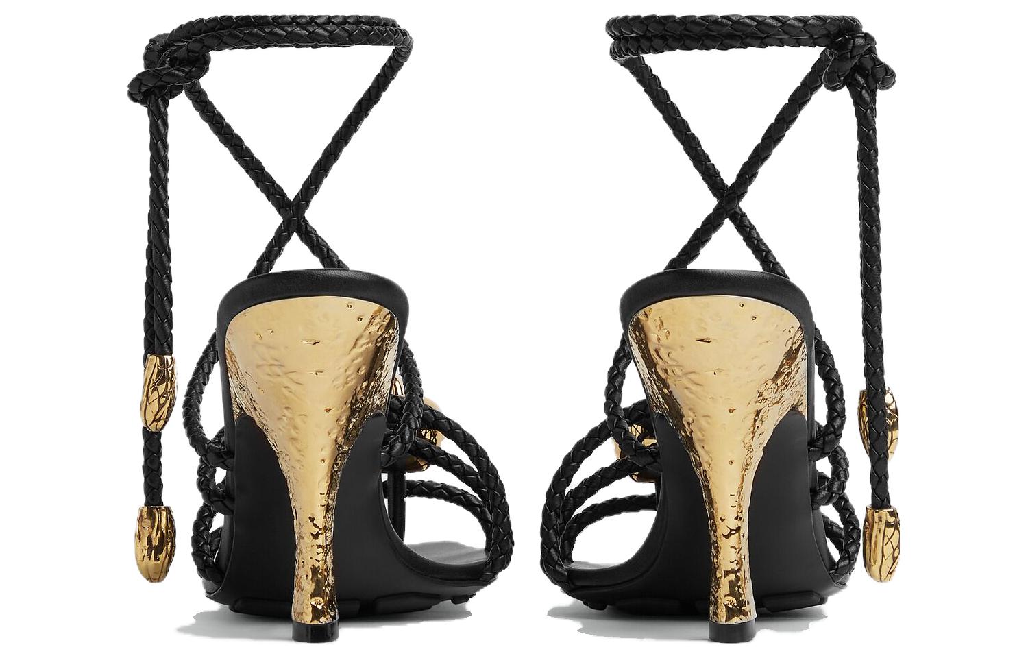 Lookbook (W) Bottega Veneta Sandalia Plana de Cuero Punta Abierta 'Negra' 763795VBSDE1000