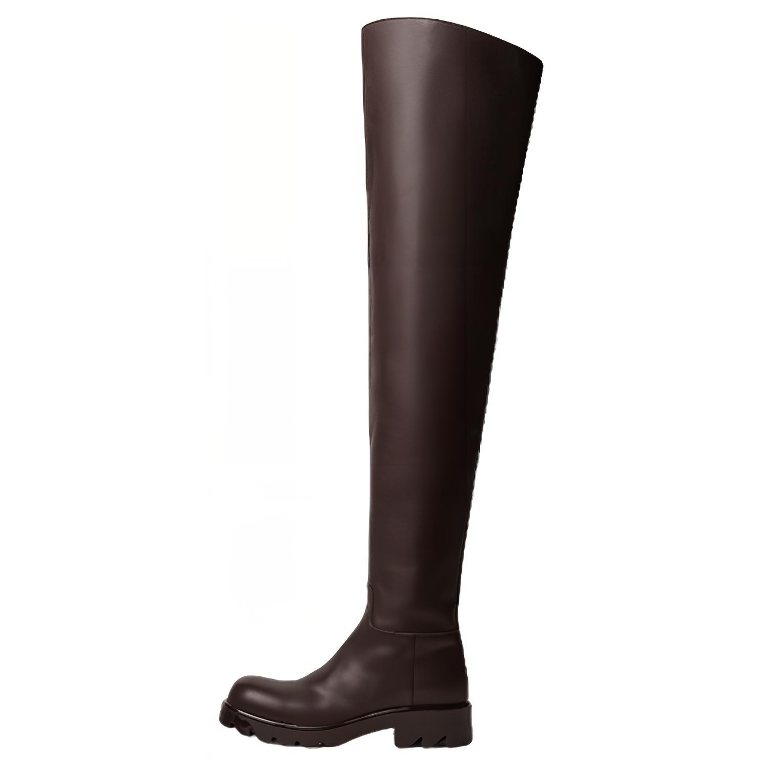 (Women) Bottega Veneta Leather Over-The-Knee Boots 'Brown' 677309V1AY02113