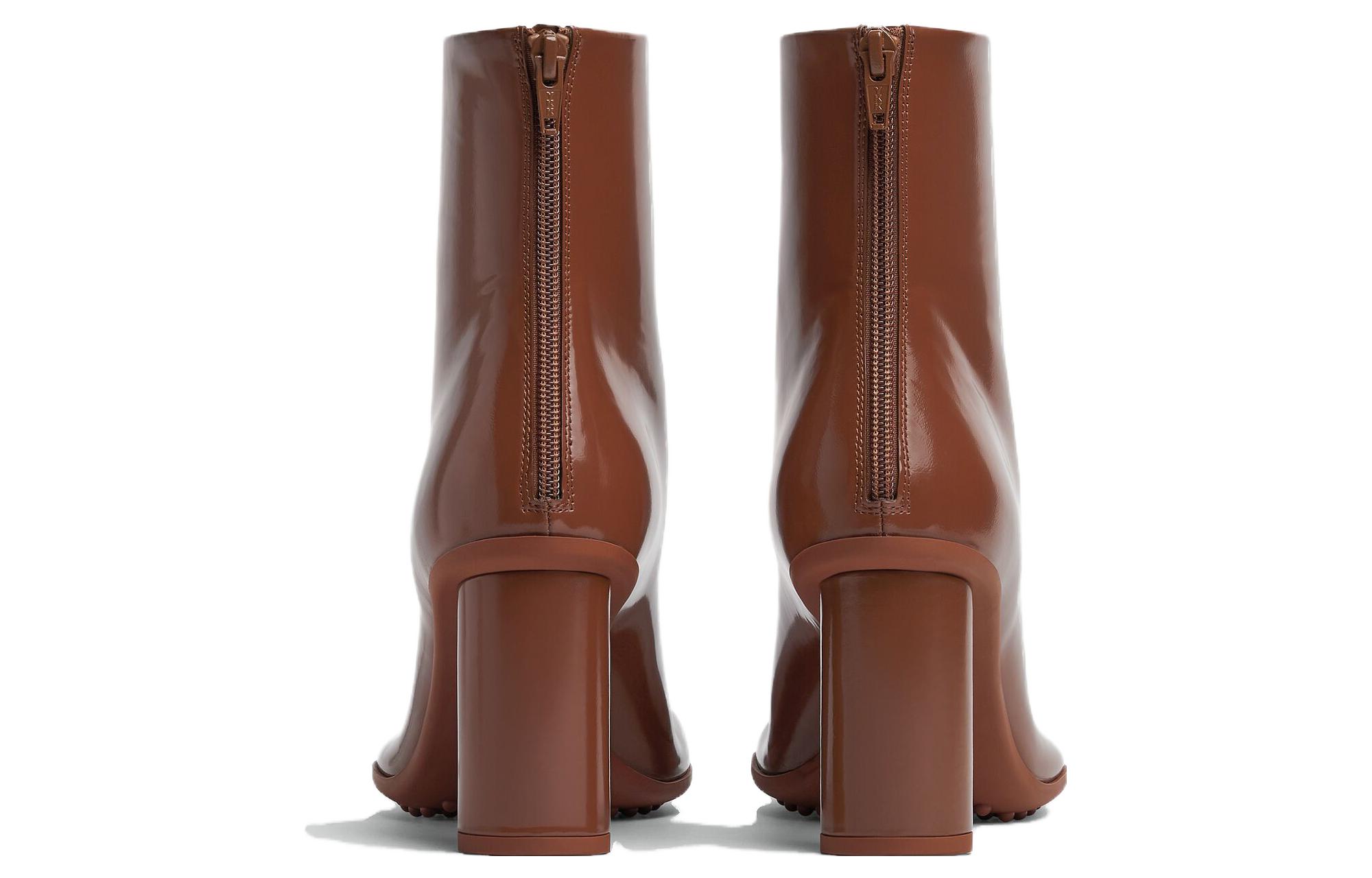 (W) Bottega Veneta Leather Round-Toe Block Heel Ankle Boot 'Red' 圖 4