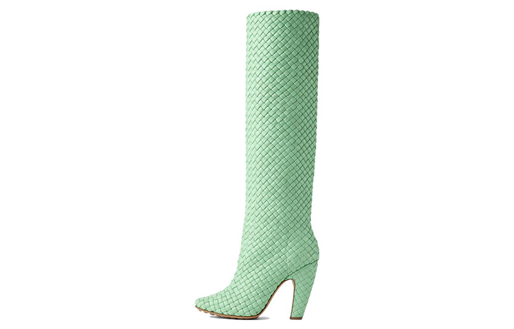(Women) Bottega Veneta Leather Round-Toe High Heel Tall Boots 'Green' 764651V2EH03978