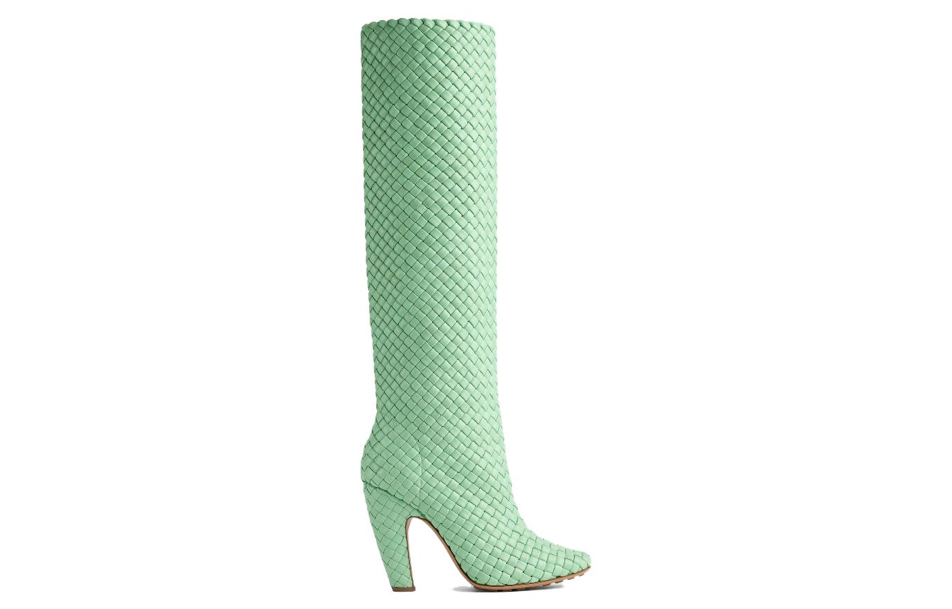 (W) Bottega Veneta Leather Round-Toe High Heel Tall Boots 'Green' 圖 2