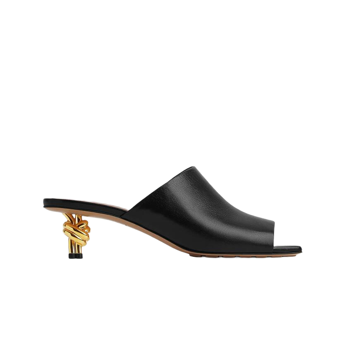 (Women) Bottega Veneta Leather Round-Toe Mules 'Black Elegance' 764401VBSF01000