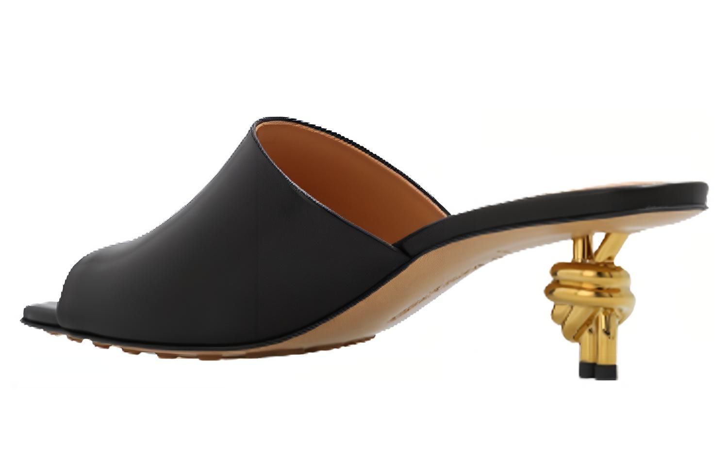 (W) Bottega Veneta Leather Round-Toe Mules 'Black Elegance' 圖 2