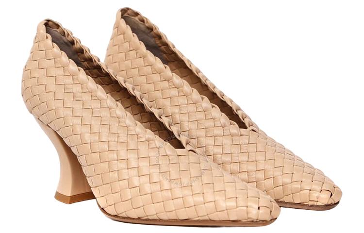 Order (W) Bottega Veneta Zapatos de Cuero Punta Redonda Tacón Ancho 'Marrón' 608850VBSN09912