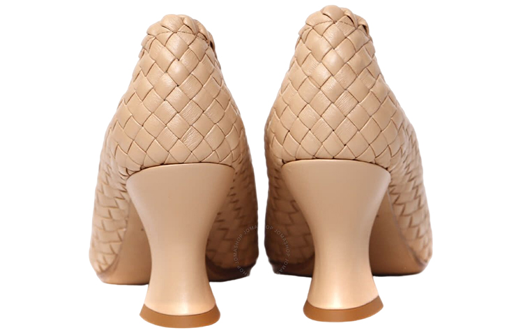 Shop (W) Bottega Veneta Zapatos de Cuero Punta Redonda Tacón Ancho 'Marrón' 608850VBSN09912