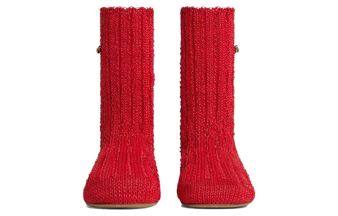 Lookbook (W) Stivaletti Bottega Veneta in Pelle a Punta Tonda con Tacco Piatto ''Rosso'' 765130V3H605811