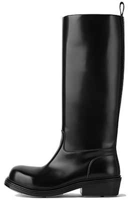 Bottega Veneta 蝸蝶家 皮革 圓頭套筒平跟 高筒靴 女款 黑色 Buy Bottega Veneta 蝸蝶家 皮革 圓頭套筒平跟 高筒靴 女款 黑色