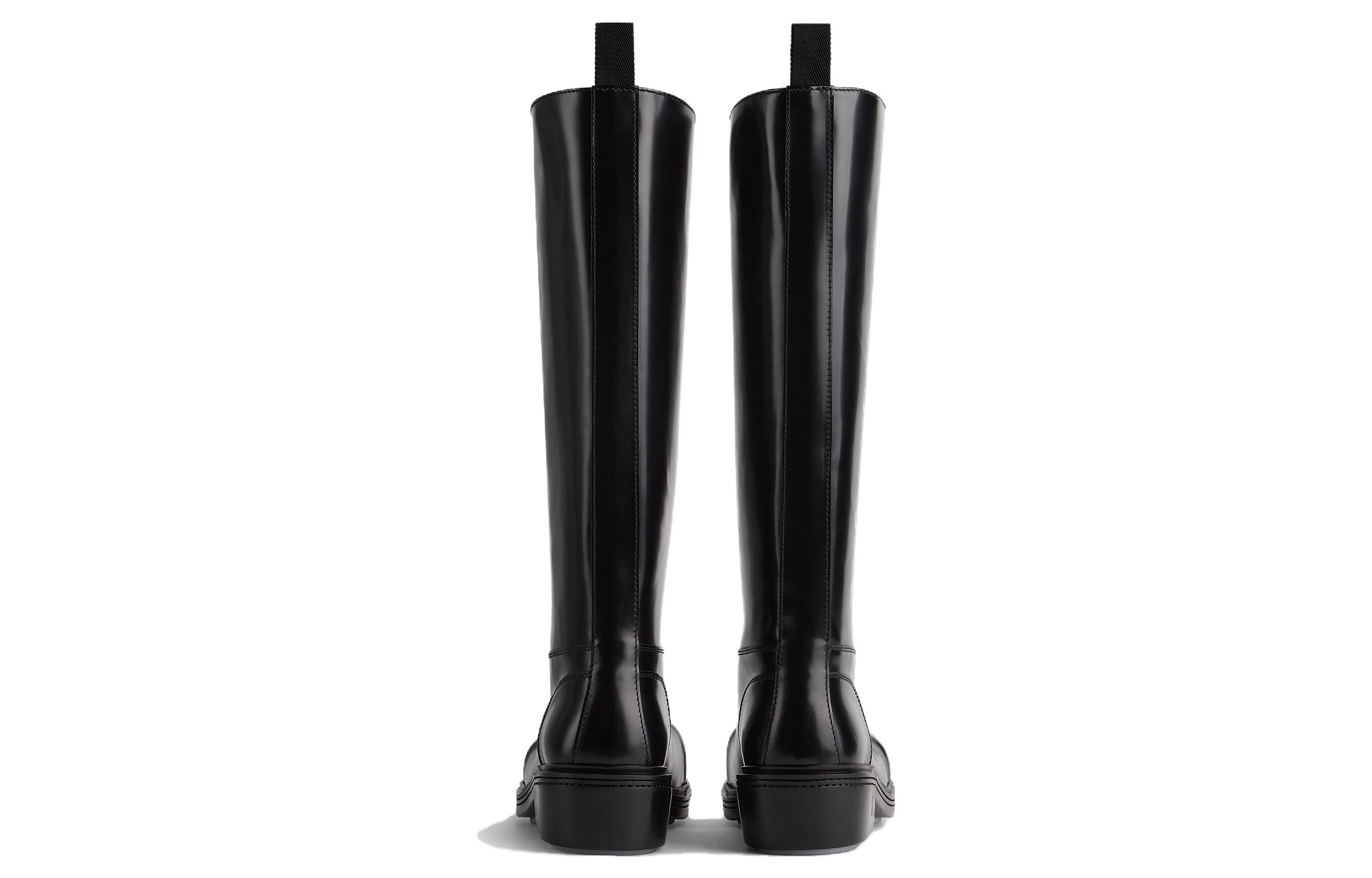 (W) Bottega Veneta Leather Round Toe Flat High Boots 'Black' 圖 4