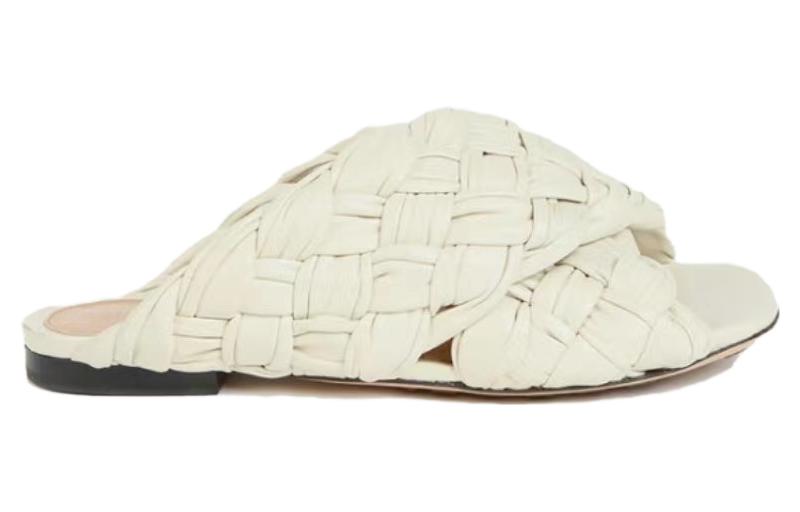 (W) Bottega Veneta Leather Round Toe Flat Mules 'White' 圖 2