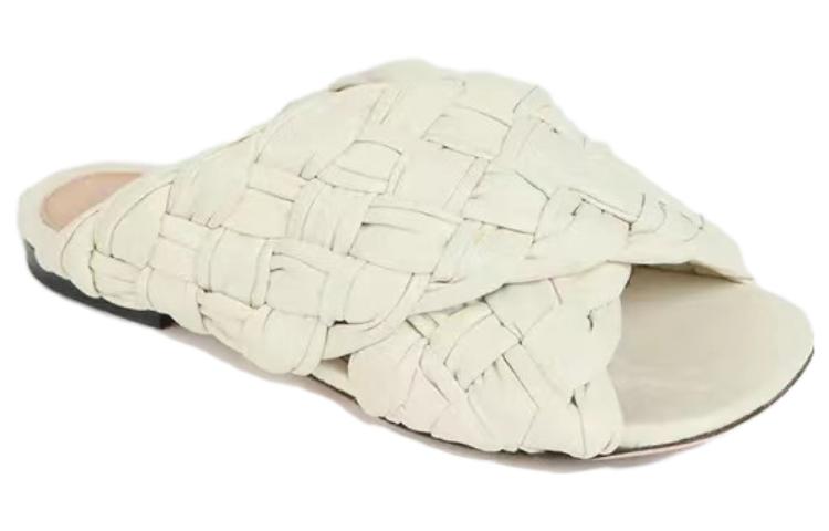 (W) Bottega Veneta Leather Round Toe Flat Mules 'White' 圖 3