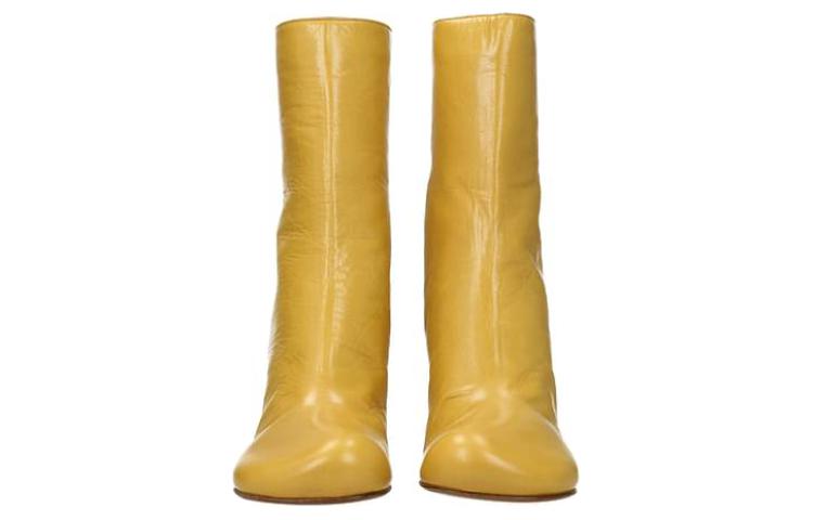 (W) Bottega Veneta Leather Round Toe Zip Boots 'Yellow' 圖 2