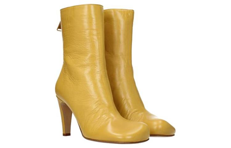 (W) Bottega Veneta Leather Round Toe Zip Boots 'Yellow' 圖 3