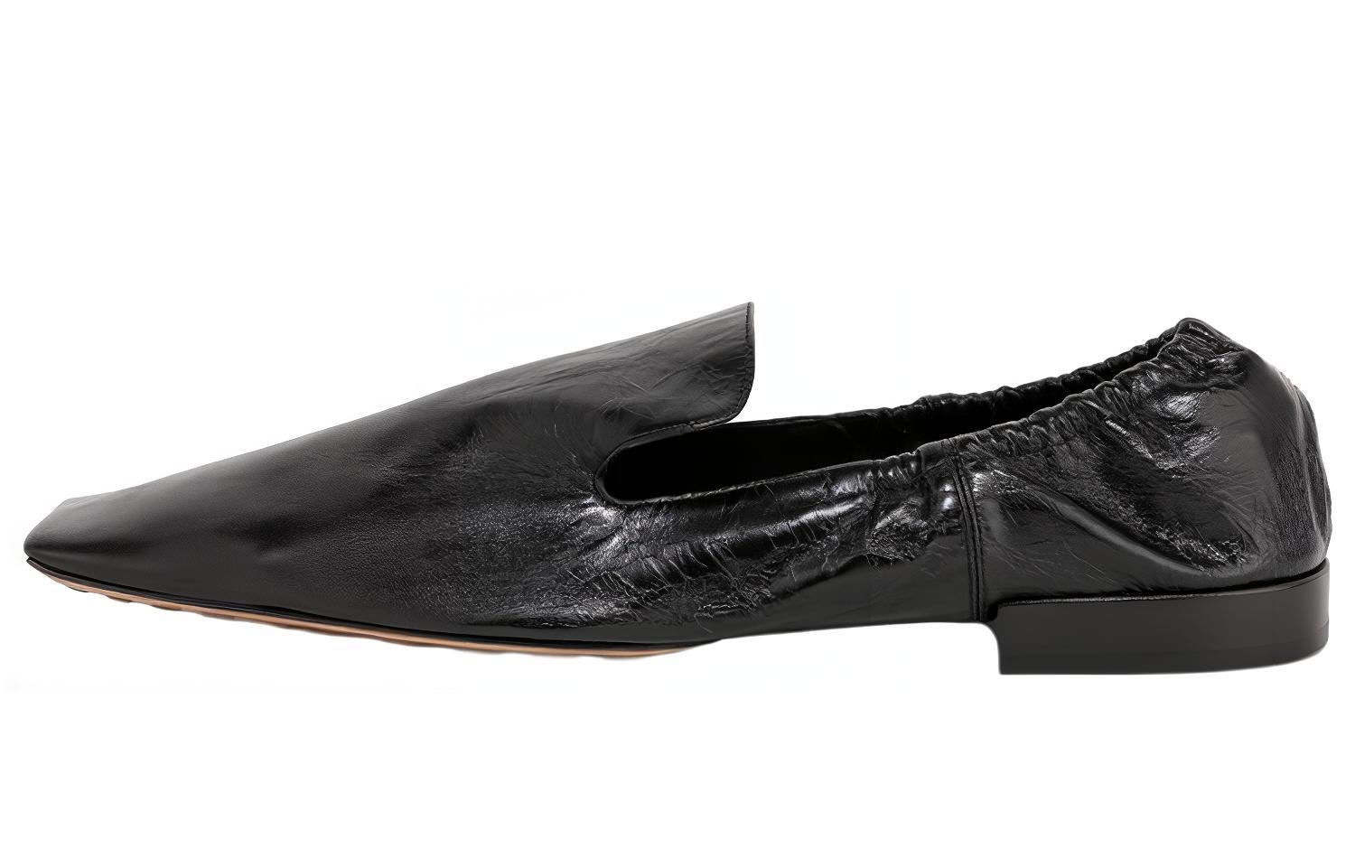 (Women) Bottega Veneta Leather Square-Toe Flat 'Black' 608878VBSH01000