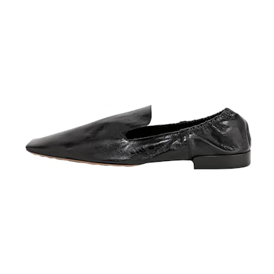 (W) Bottega Veneta Leather Square-Toe Flat 'Black'