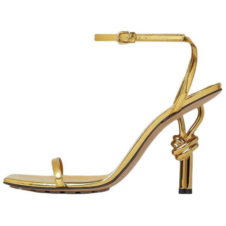 (Women) Bottega Veneta Leather Square-Toe Slide Sandal 'Gold' 775470V3VO08265