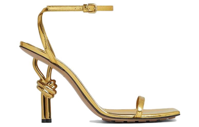 (W) Bottega Veneta Leather Square-Toe Slide Sandal 'Gold' 圖 2