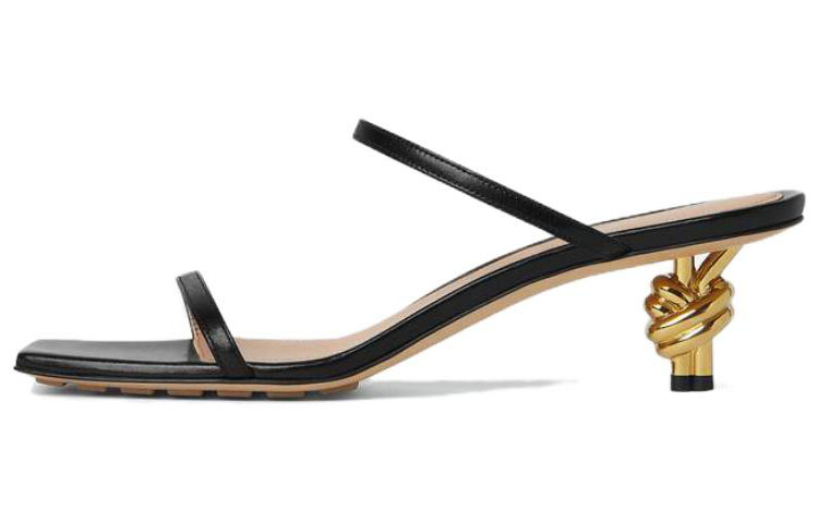 (W) Bottega Veneta Leather Square Toe Mules 'Black'