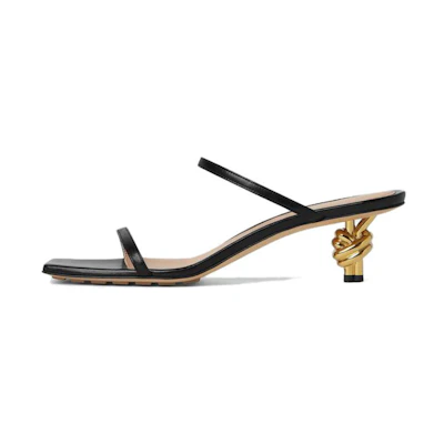 (W) Bottega Veneta Leather Square Toe Mules 'Black'