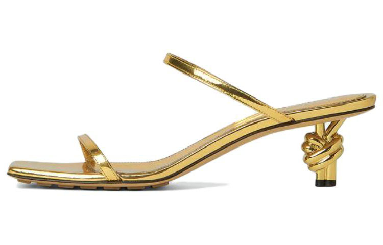 (Women) Bottega Veneta Leather Square Toe Slide 'Gold' 780298V3VO08265