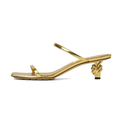 (W) Bottega Veneta Leather Square Toe Slide 'Gold'