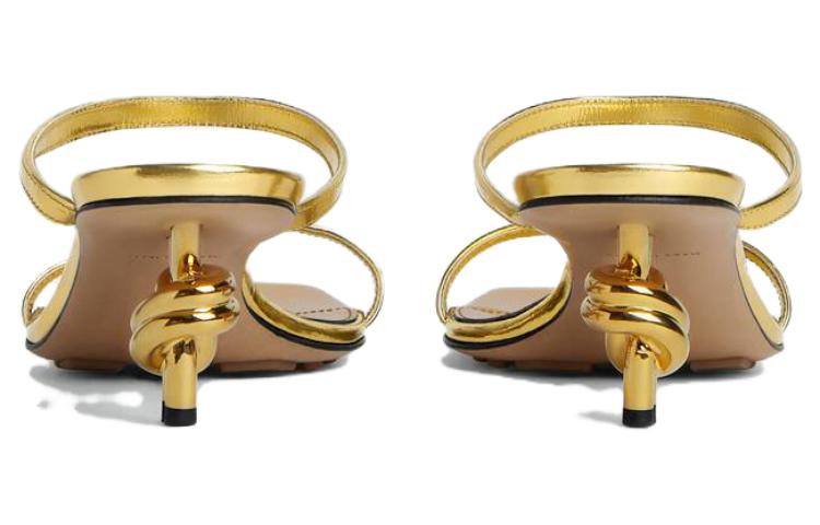 (W) Bottega Veneta Leather Square Toe Slide 'Gold' 圖 4